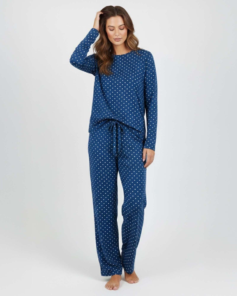 REALESSENTIALS Real Essentials 2 Pack: Women's Comfy Pajama Sets - Short & Long Sleeve Ladies Loungewear Sleepwear PJs (Set B Blue & Burgundy, Medium) - Image 3